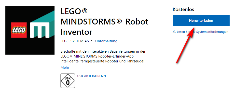 LEGO® MINDSTORMS® Robot Inventor Software installieren 